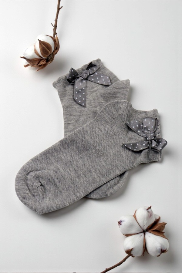 XGRİ POLO Fiyonklu Kadın Patik Çorap (36-40) 9021-1