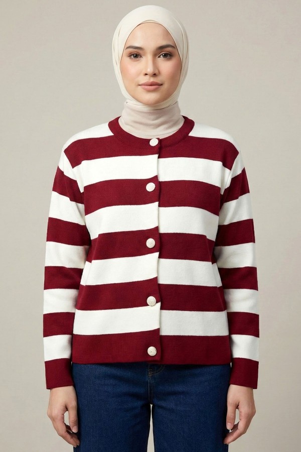 Çizgili Triko Ceket 2019-1