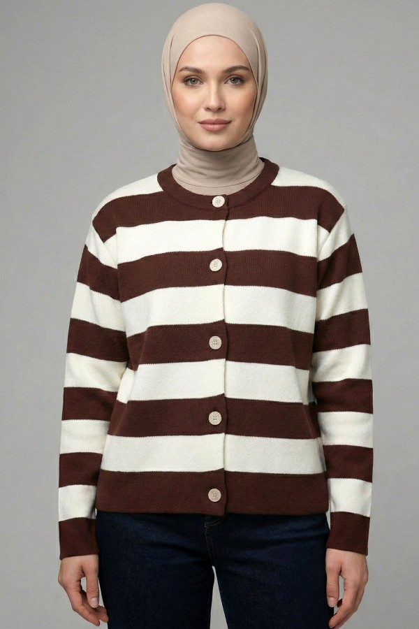 Çizgili Triko Ceket 2019-2
