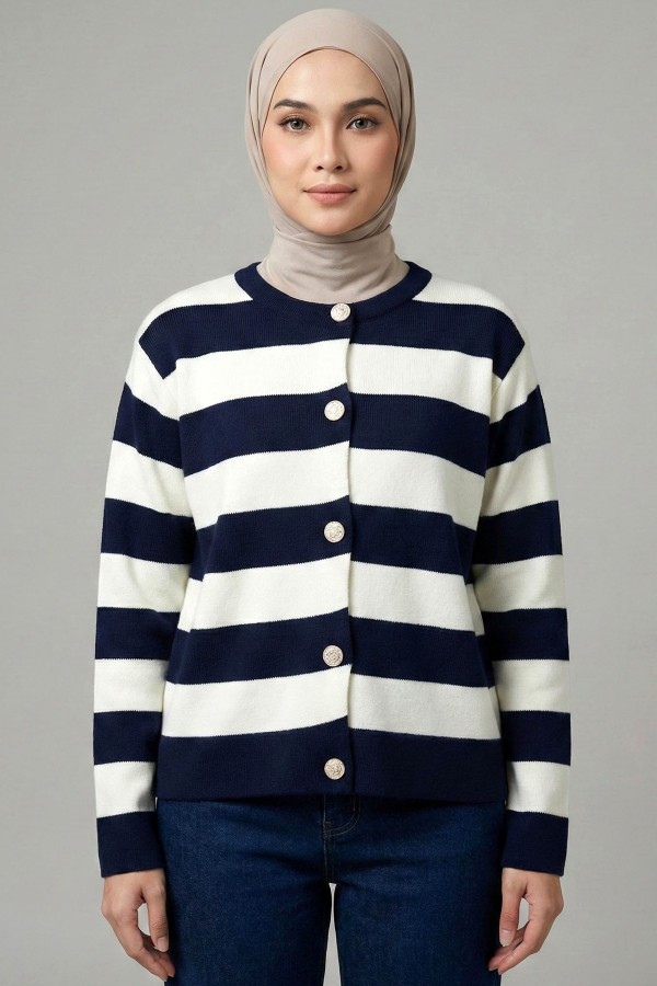 Çizgili Triko Ceket 2019-5