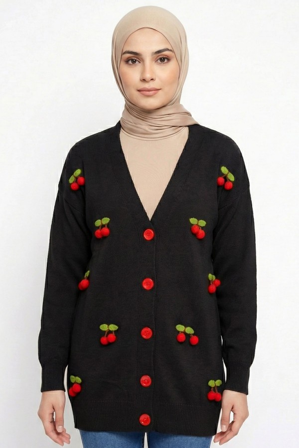 Vişneli Triko Ceket 2022-1