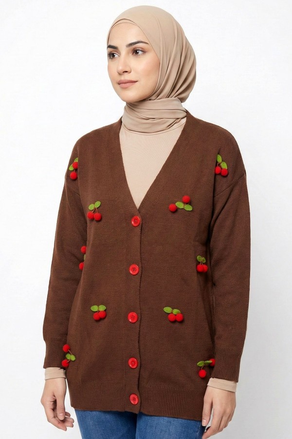 Vişneli Triko Ceket 2022-2