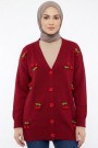 Vişneli Triko Ceket 2022-4