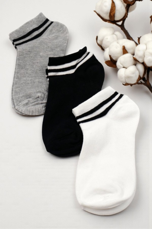 XGRİ POLO 3 Lü Kadın Patik Çorap (36-40) 9023-1