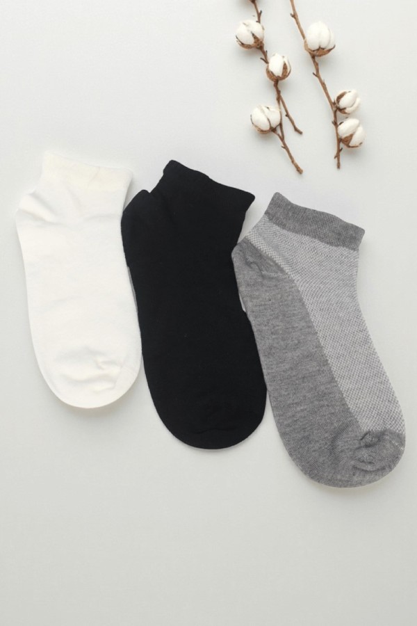 Dikişsiz Kokulu Bambu 3'lü Kadın Patik Çorap (36-40) 9024-1