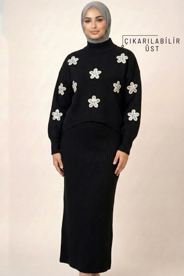 Çiçekli Triko Elbise 2026-4