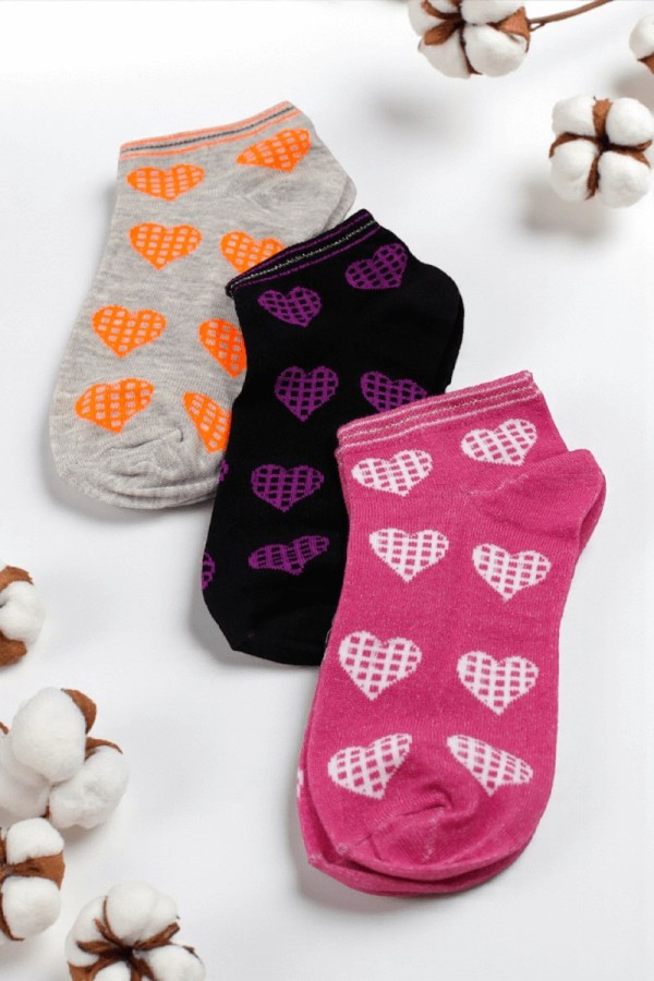 XGRİ POLO 3'lü Kadın Patik Çorap (36-40) 9029-1