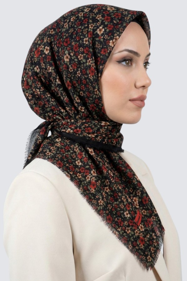 Desenli Flamlı Eşarp 6513-1