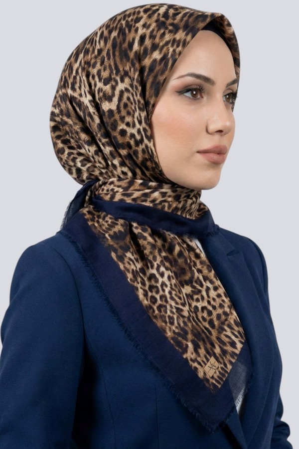 Viessa Leopar Desenli Flamlı Eşarp 6506-3