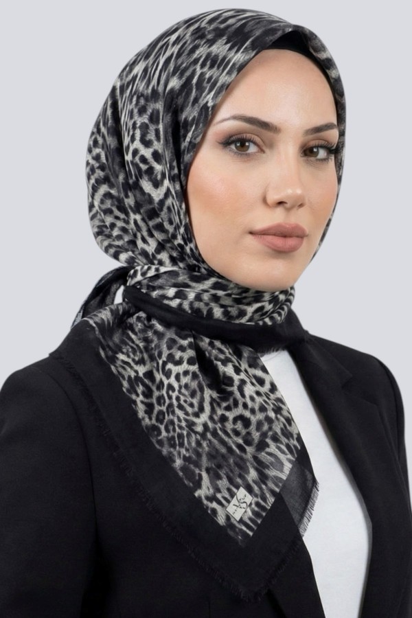 Viessa Leopar Desenli Flamlı Eşarp 6506-6