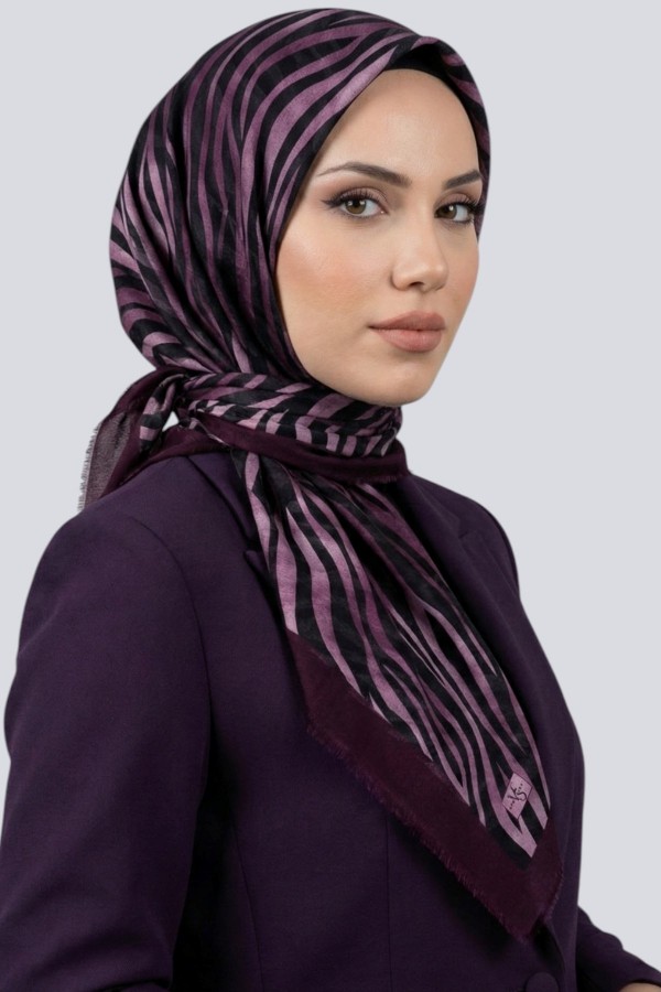 Viessa Zebra Desenli Flamlı Eşarp 6507-2