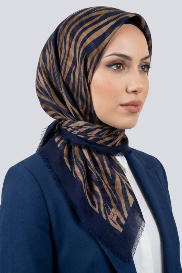 Viessa Zebra Desenli Flamlı Eşarp 6507-4