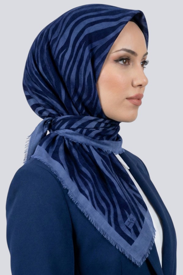 Viessa Zebra Desenli Flamlı Eşarp 6507-8