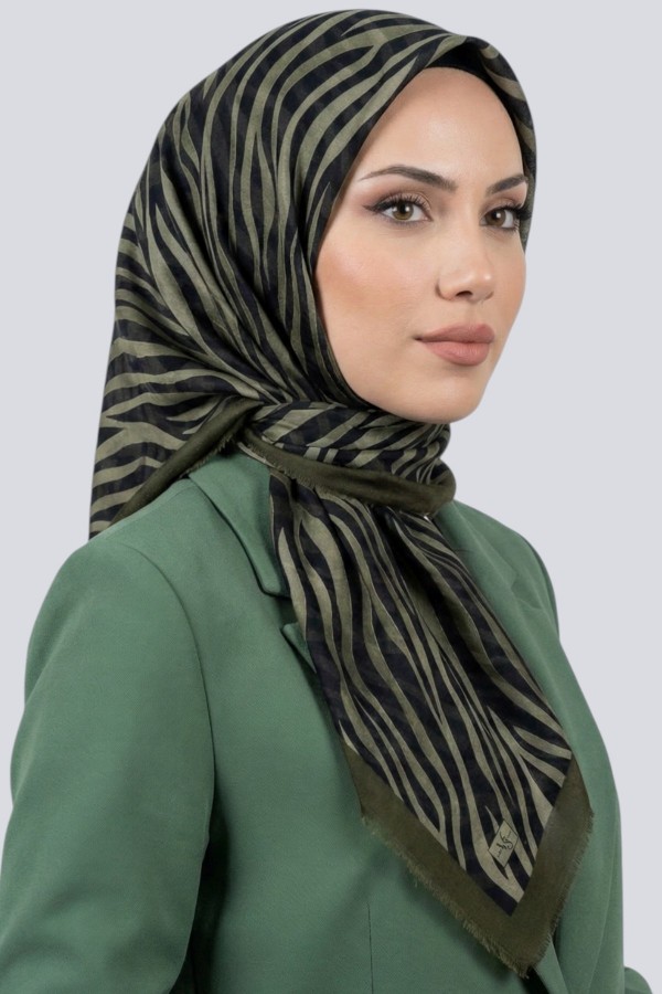 Viessa Zebra Desenli Flamlı Eşarp 6507-14