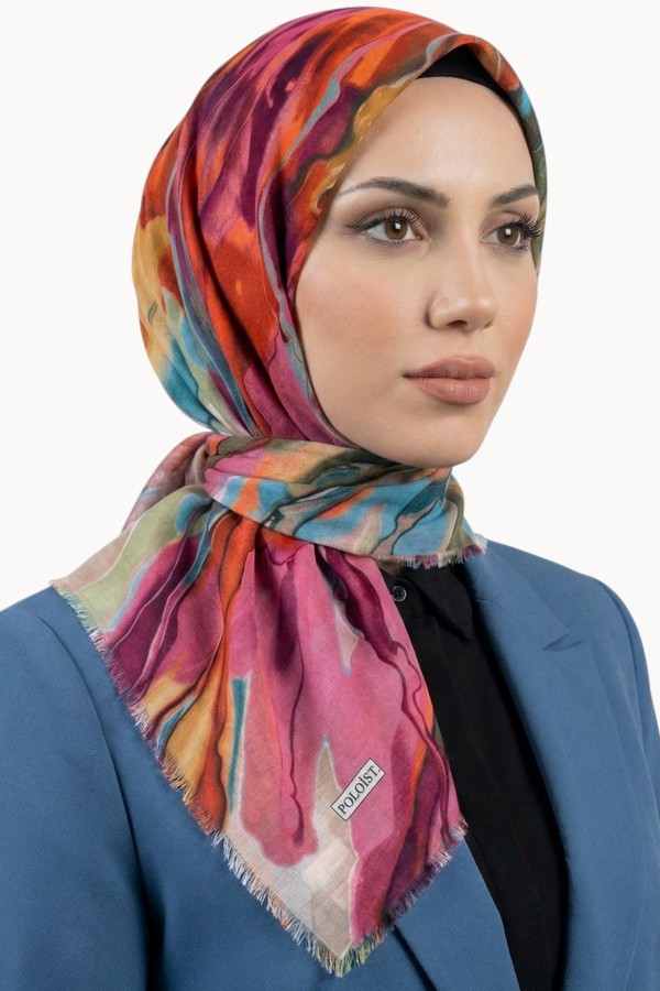 Desenli Flamlı Eşarp 6516-1