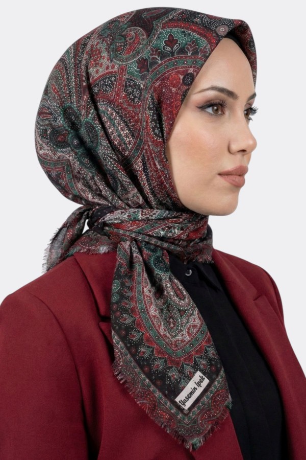 Desenli Flamlı Eşarp 6514-35