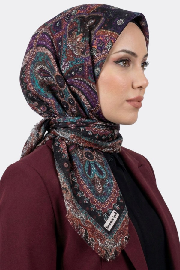 Desenli Flamlı Eşarp 6514-33