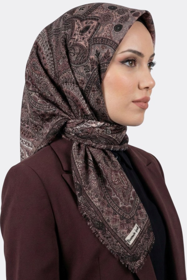 Desenli Flamlı Eşarp 6514-13