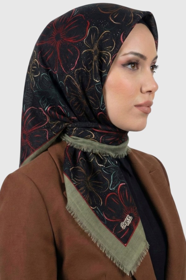 Desenli Flamlı Eşarp  6509-5