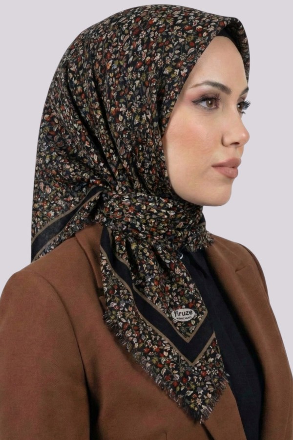 Desenli Flamlı Eşarp  6511-15