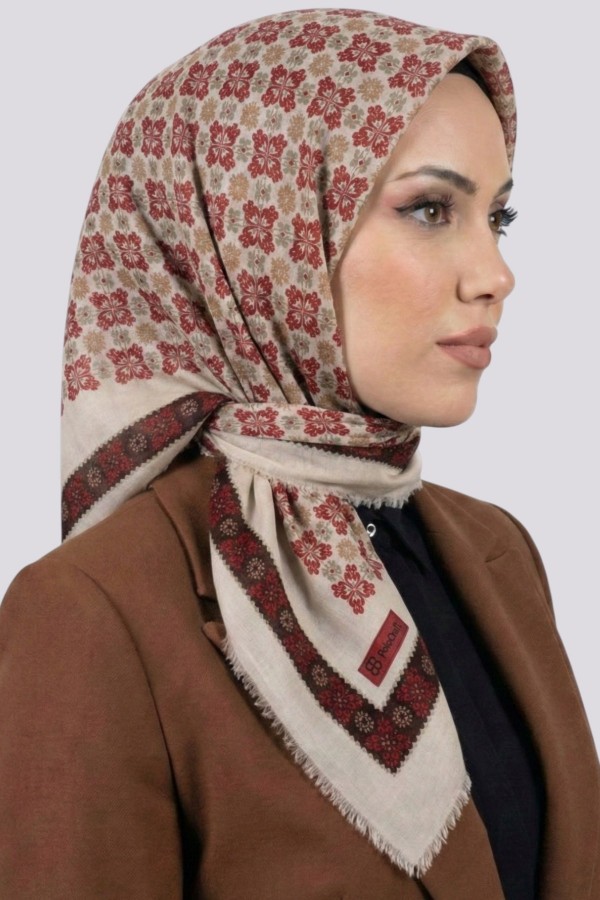 Desenli Flamlı Eşarp 6522-7