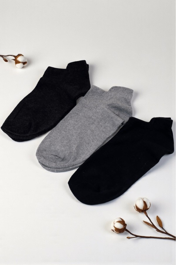 İbrahim Berk 3'lü Dikişsiz Erkek Patik Çorap 9312-1