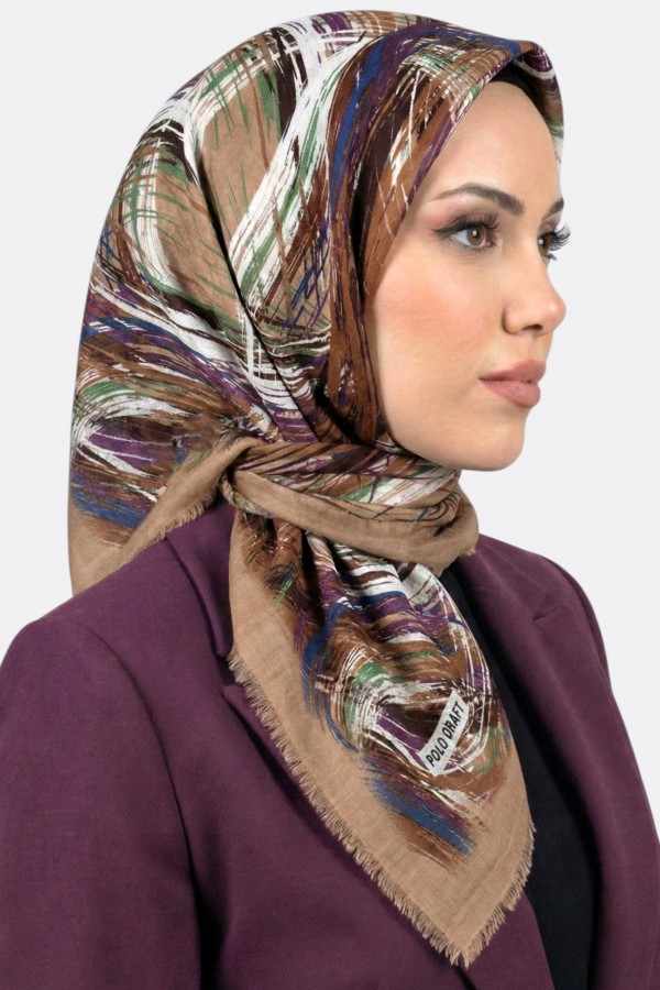 Polocraft Desenli Flamlı Eşarp 6527-13