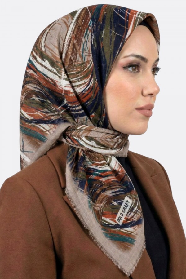 Polocraft Desenli Flamlı Eşarp 6527-9
