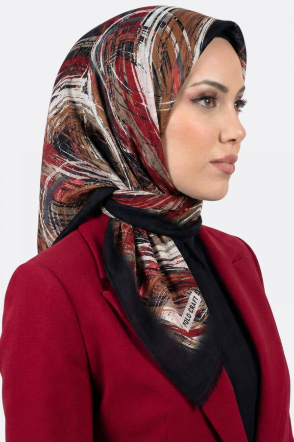 Polocraft Desenli Flamlı Eşarp 6527-2