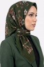 Yasemin İpek Desenli Flamlı Eşarp 6529-6