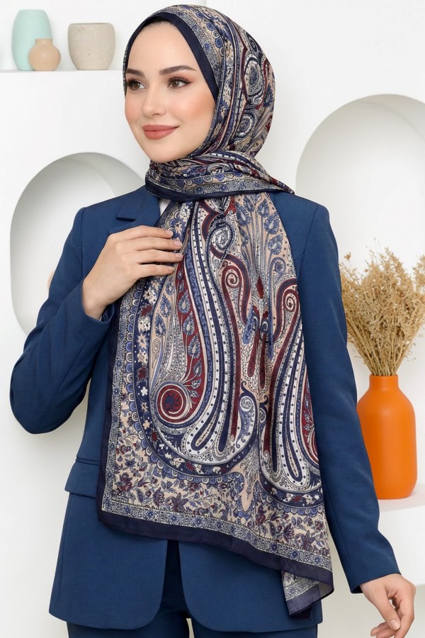 Ebruli Organik Pamuk Soft Şal 6045-2