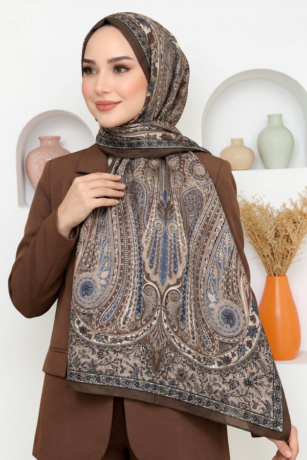 Ebruli Organik Pamuk Soft Şal 6045-11