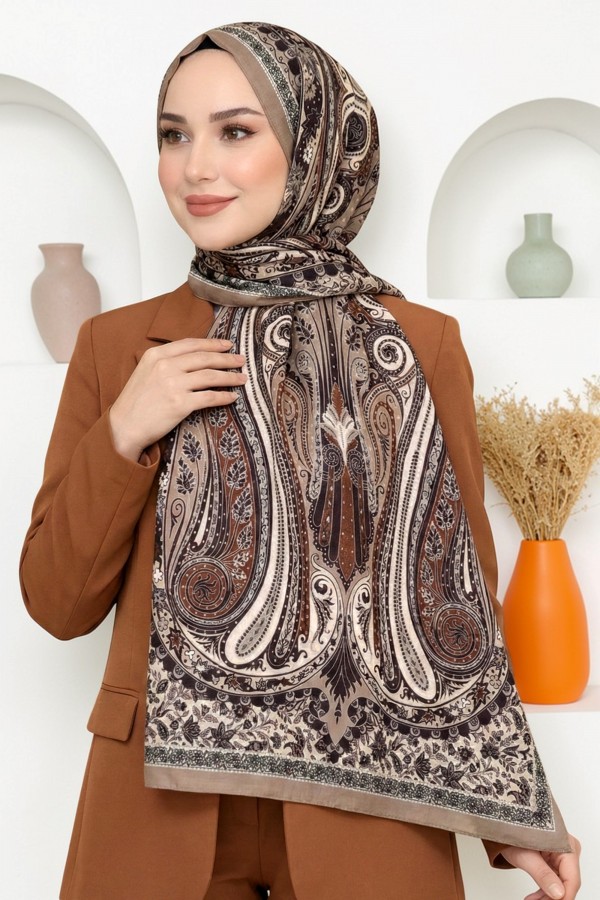 Ebruli Organik Pamuk Soft Şal 6045-14