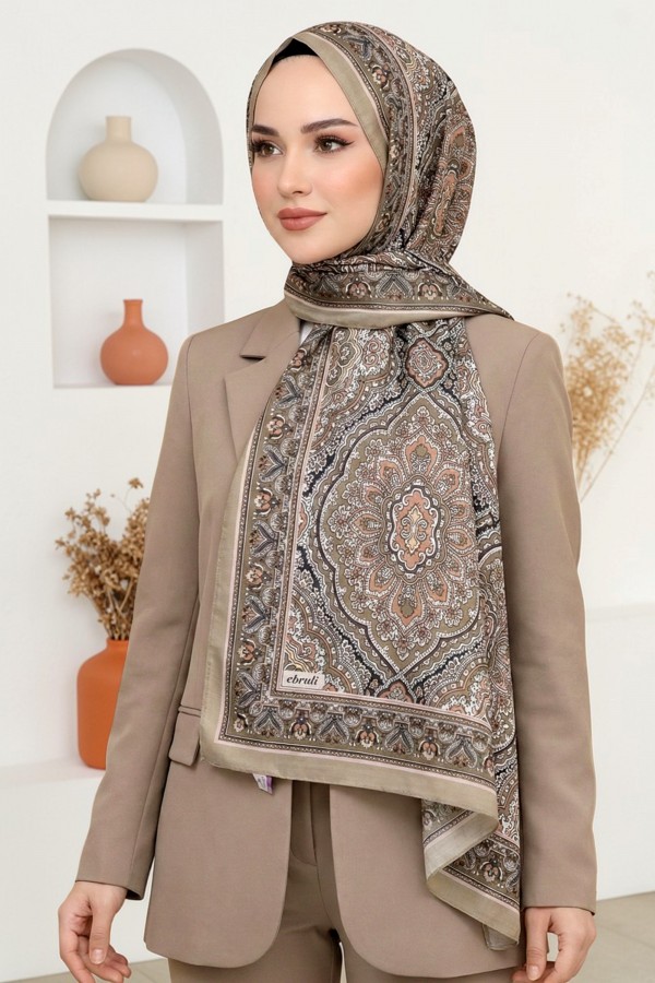 Ebruli Organik Pamuk Soft Şal 6046-3