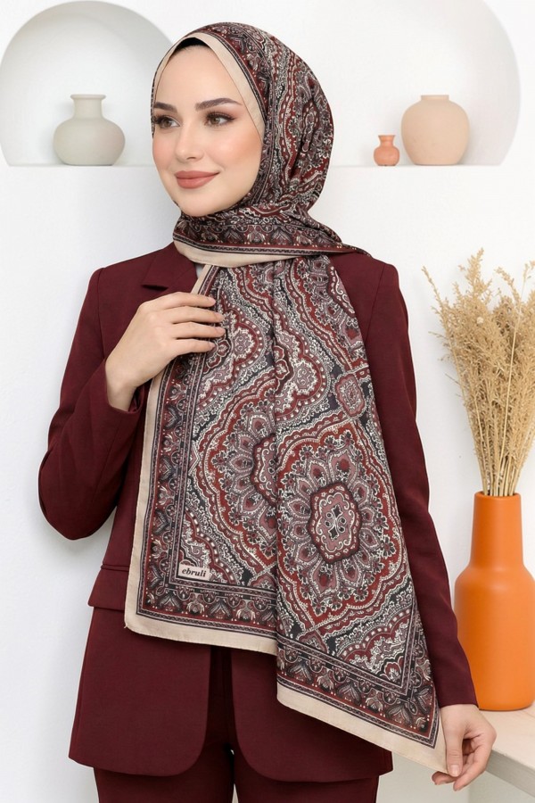 Ebruli Organik Pamuk Soft Şal 6046-1