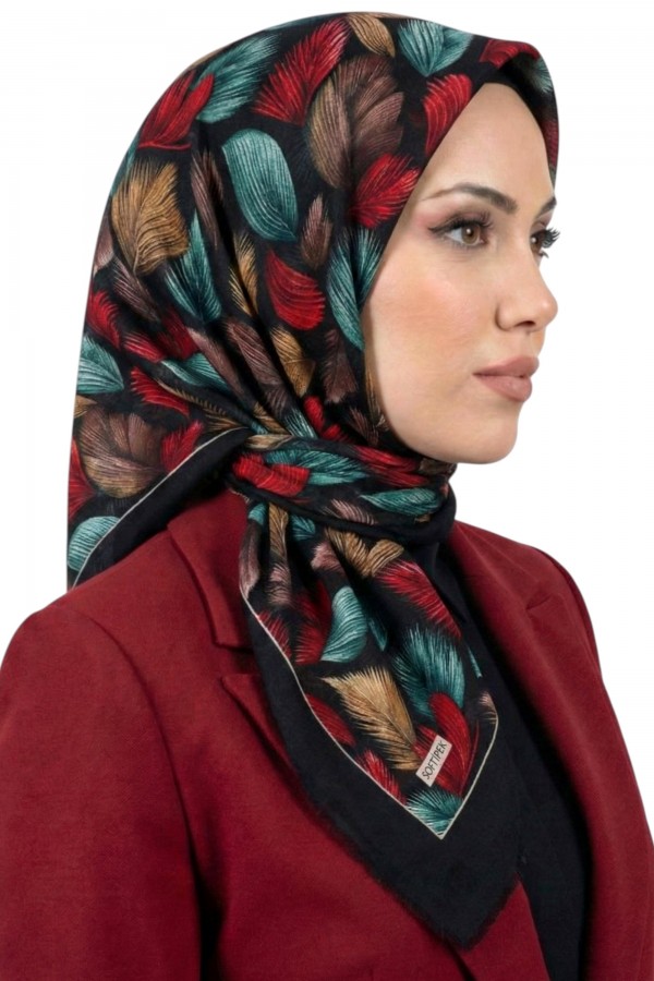 Soft İpek Desenli Flamlı Eşarp 6530-15