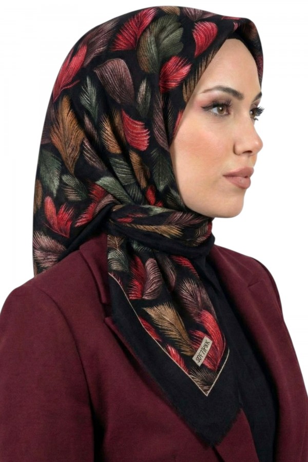 Soft İpek Desenli Flamlı Eşarp 6530-6