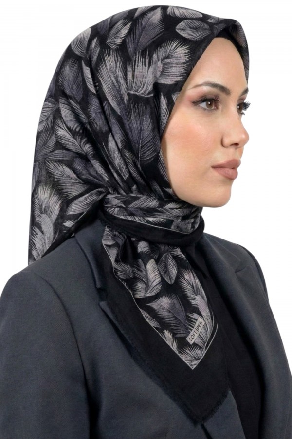 Soft İpek Desenli Flamlı Eşarp 6530-11