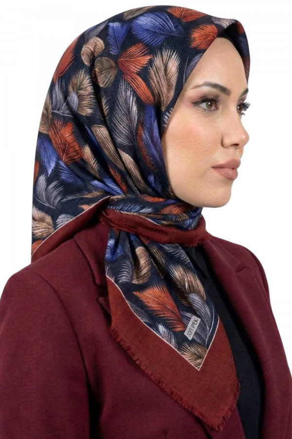 Soft İpek Desenli Flamlı Eşarp 6530-2
