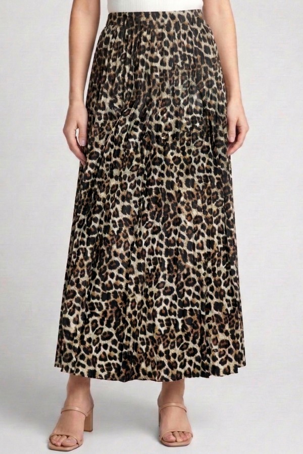 Pliseli Leopar Desenli Etek 2029-2