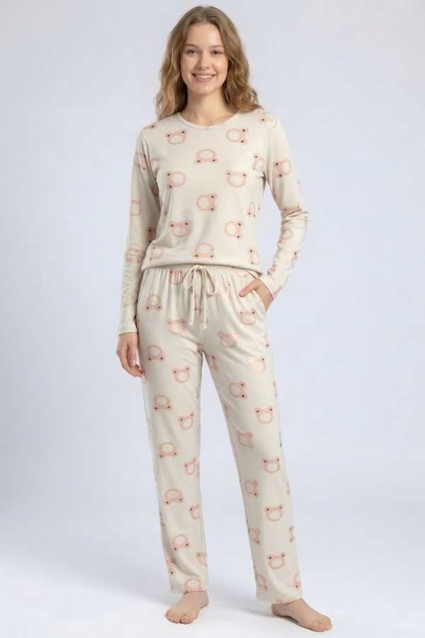 Kadın Desenli Pijama Takımı 20100-2