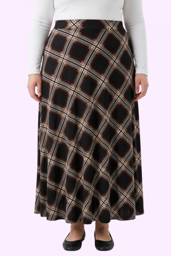 Desenli Penye Etek 2037-1