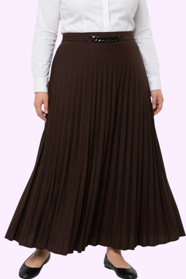Kadın Kemerli Pliseli Etek 2032-1