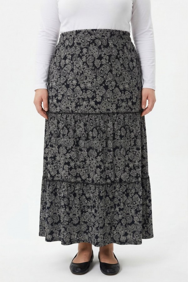 Desenli Penye Etek 2035-5