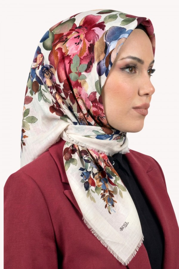 Desenli Flamlı Eşarp  6504-14