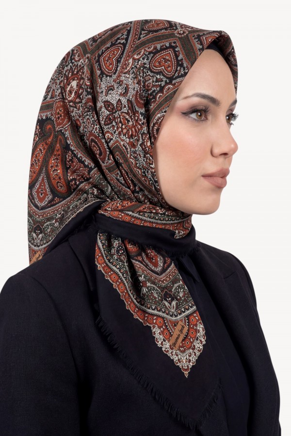 Desenli Flamlı Eşarp 6519-1