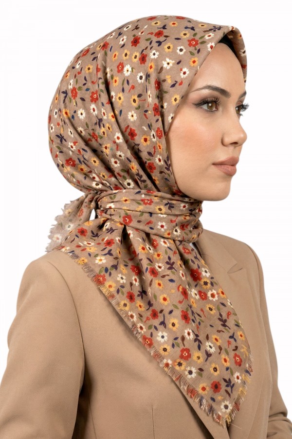 Desenli Flamlı Eşarp  6502-17