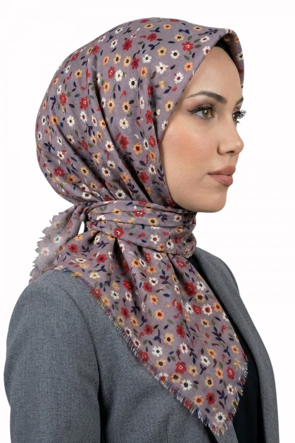 Desenli Flamlı Eşarp  6502-10
