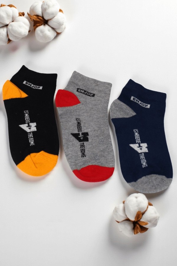 Berka 3'lü Erkek Çocuk Patik Çorap (5-6 Yaş) 9409-9