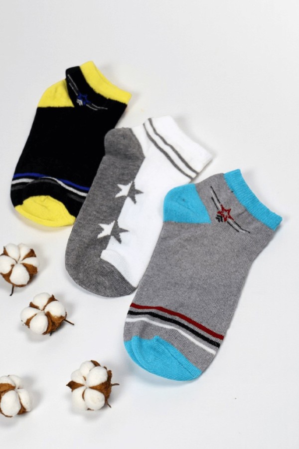 Berka Erkek 3'lü Çocuk Patik Çorap (7-8 Yaş) 9407-11